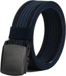 Nylon Belts for Men, Military Tactical Belt with YKK Plastic Buckle,Durable Breathable Canvas Belt for Work Outdoor Sports,Adjustable for Pants Size Below 46inches[53"Long1.5"Wide](Navy Blue & Black)