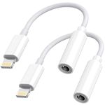 VIKEVO 2 Packs Headphone Jack Adapter iphone to 3.5mm MFI Certified Adapter Dongle Converter AUX Audio Jack Adapter Compatible with iPhone 14/13/12/11/10/XS Max/XR/X/8/7 iPad Original-White