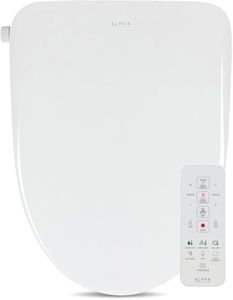 ALPHA BIDET UX Pearl Siège de toilette rond blanc | Profil ultra bas | Eau chaude sans fin | Buse en acier inoxydable | Veilleuse LED | Sèche-linge | Désodorisant | Garantie 3 ans