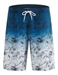 APTRO Men's Swim Trunks Quick Dry Bathing Suit Swimwear Beach Shorts Gradient Blue Leaf M