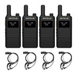 Retevis B63S Walkie Talkies, PMR Two Way Radio with Earpiece, RT622P (3.0), LCD Screen, VOX, USB C, 1620mAh, Rechargeable 2 Way Radios for Adults Retail, Restaurant, (4 Pcs, Black)