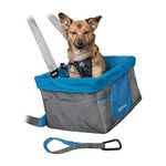 Kurgo Heather Car Booster Seat for Dogs, Quick & Secure Installation, Includes Seat Belt Tether, Fleece Lining, Grey/Blue