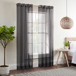 Eclipse Kiara Modern Sheer Voile Light Filtering Grommet Window Curtains for Bedroom (2 Panels), 54 in x 108 in, Grey