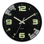 HZDHCLH Luminous Wall Clock 12 Inch Silent Non Ticking Clock for Living Room Bedroom Kitchen Office