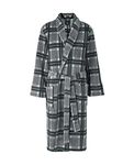 THE SAVILE ROW COMPANY LONDON Men's Lightweight Super Soft Warm Fleece Bath Robe Dressing Gown - Grey Black White Large Check - Medium