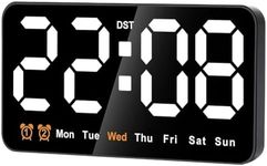 Mellisso Digital Wall Clock, 9Inch LED Digital Clock Large Display with 12/24H, Big Digits,Small Silent Wall Clock 21.5 X 3 X 11cm (White)