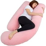 AMCATON 60 Inch Pregnancy Pillows for Sleeping, Extra Large U Shaped Body Pillow, Pregnancy Pillow, Maternity Pillow for Pregnant Women with Velour Cover (Pink)