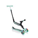 Globber Go Up Foldable 3 Wheel Folding Scooter and Ride On with Light Up Wheels - 15 Months to 7 Years, Kids Toddler Scooter for Boys and Girls with removable seat 2 Year Warranty (Mint Green)