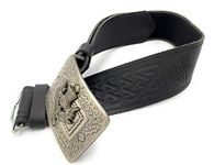 Tartan Tweeds Scottish Thistle Hide Embossed Leather Kilt Belt and Buckle (Medium) Black