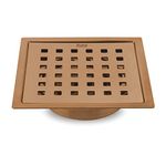 Ruhe® Pearl Square Flat Cut Floor Drain | Antique Copper PVD | 304 Stainless Steel Drain Channel | 5 x 5 Inches Waste Water Floor Drainer | Anti-Cockroach Trap Jali