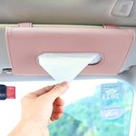 Car Tissue Holder, Sun Visor Napkin Holder, Hanging Paper Towel Case, PU Leather Tissue Box, Universal Auto Leather Visor Tissue Holder for Car Accessories Interior (Pink)