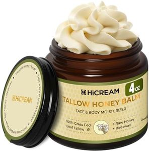 Hicream Beef Tallow for Skin, Beef Tallow and Honey Balm, 100% Organic Grass-Fed Beef Tallow Balm, Face & Body Moisturizer, Deeply Nourishment for Dry, Cracked, Sensitive Skin, Natural Formula (4 Oz)
