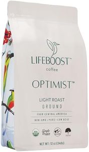 Lifeboost Coffee Light Roast Ground Coffee - Low Acid Single Origin Usda Organic Ground Coffee Beans - Non-Gmo Ground Coffee Light Roast Third Party Tested For Mycotoxins & Pesticides - 12 Ounces