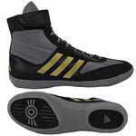 adidas Men's Combat Speed 5 Wrestling Shoe, Grey/Black/Metallic Gold, 9