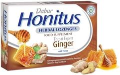 Dabur Honitus Ginger Flavor - 24 Herbal Lozenges | Effective Relief from Cough & Sore Throat Pain |