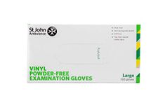 St John Ambulance Vinyl Powder-Free Gloves (Box of 100) L