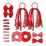 Basic Sense Gingham Girl Hair Accessories Set 16 Pieces Hair Ties, Pins, Scrunchies, Ribbon Ponytail Holder Summer School Check Uniform, Red