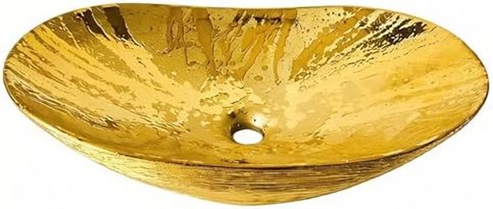 HOPESTAR Golden Art Ceramic Vessel Sink, 23.6-inch Length