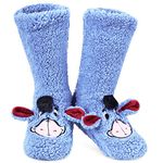 Disney Slipper Socks for Women and Teenagers Fleece Non Slip One Size Stitch Gifts for Women (Blue Sherpa Eeyore)