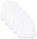 Fruit of the Loom Men's Original Long Sleeved Tee, 5 Pack T-Shirt, White (White 30), Large (Size:L) (Pack of 5)