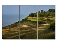 Golf Course Whistling Straits Canvas Painting Modern Home Decor 3 Panels Golf Course Field HD Print Canvas Wall Art Painting Decor for Living Room Bedroom Office Framed Ready to Hang - 40"Wx60"H