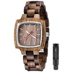 Tiong Womens Wooden Watch with All Wood Strap Analog Classic Design Colorful Bamboo Ladies Watches for Women, Couples, WF1021, Casual