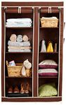 Amazon Brand - Solimo 2-Door Foldable Wardrobe, 8 Racks, Brown (Plastic)