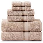 LANE LINEN Luxury Bath Towels Set - 6 Piece 100% CottonBathroom Zero Twist Shower Extra Absorbent Towel Super Soft 2 Hand Wash Cloths Taupe