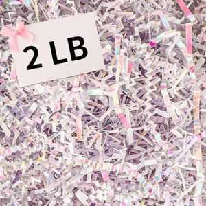 2 LB Crinkle Cut Paper Shred Filler, Iridescent White Crinkle Paper Shredded Paper Stuffing for Gift Wrapping Baskets Box Filling Birthday Wedding Anniversary Christmas Stocking Stuffers