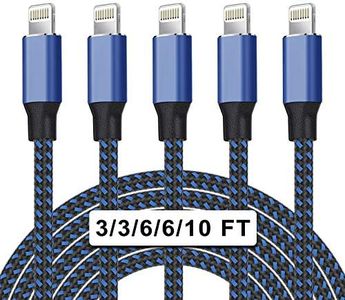 [Apple MFi Certified] iPhone Charger 5Pack(3/3/6/6/10 FT)Long Lightning Cable Fast Charging High Speed Data Sync USB Cable Compatible iPhone 14/13/12/11 Pro Max/XS MAX/XR/XS/X/8/7/Plus/6S iPad AirPods