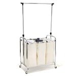 Seville Classics Laundry Sorter, Cotton, Silver, Dimensions: 19.5" D x 30.75" W x 39.75" to 66" H