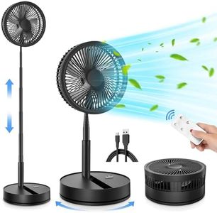 LIPETY Portable Foldable Rechargeable Oscillating Fan - 9" 7200mah Battery Operated USB C Small Fan Remote, Quiet Table Desk Fan Folding Standing Pedestal Fan for Bedroom Rome Office Camping Travel