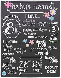 Tiny Ideas Baby's Monthly Chalkboard, Girl, Black