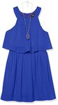 Amy Byer Girls' Halter Popover Dress with Decorative Trim at Waist Special Occasion, Royal Blue, 12