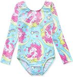 HOZIY Unicorn Leotards for Girls Gymnastics Long Sleeve 3t 4t Moon Aqua Blue Stars Sparkly Sparkle Apparel Outfits Pink