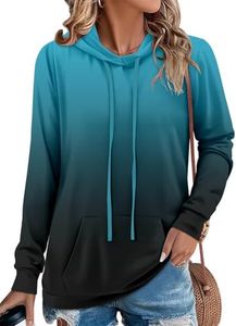 Angerella Womens Tie Dye Hoodie Lightweight Pullover Hooded Sweatshirt Long Sleeve Color Block Tops with Pocket Blue Black M