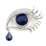 Tear of Angel Rhinestone Brooch Pin Covered Scarves Shawl Clip For Women Ladies by Badalink - Silver White Diamond/Blue Eyes