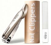 Beauté Secrets Nail Clippers with Nail File, Anti Splash Nail Clipper Set for Thick Nails,Medical Grade Stainless Steel Professional Nail Cutter,Sharp and Durable fingernail Clipper for Men and Women(Gold)