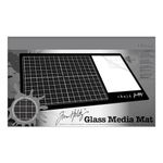 Tim Holtz Glass Cutting Mat - Large Work Surface with 12x14 Measuring Grid and Palette for Paint, Ink, and Mixed Media - Art and Craft Supplies