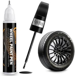 carsmallma Black Rim Touch Up Paint,Car Wheel Paint for Rims Scratch Repair Remover Pen Kit 2 in 1,Wheel Touch Up Paint for Cars Quick and Easy Fix Rim Curb Rash Scuff (Black)