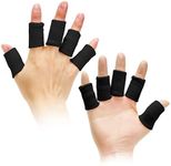 Cute critters 10Pcs Finger Sleeves Protectors Thumb Brace Support Elastic Compression Protector For Relieving Pain, Arthritis,Trigger Finger, Sports (Black), Free size