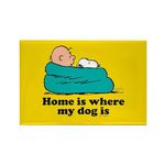 CafePress Snoopy Home is Where My Dog is Full Blee Magnets Rectangle Magnet, 3"x2" Refrigerator Magnet