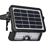 Luceco Solar Powered LED Outdoor Floodlight with PIR Motion Sensor, Security Light, Exterior Lighting, Angular Design, Adjustable, Guardian, Black, IP65, 5W, 550lm, 4000K, LEXSF6B40