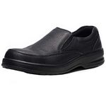 Alpine Swiss Arbete Mens Leather Slip-On Work Shoes Slip Resistant, Black, 14