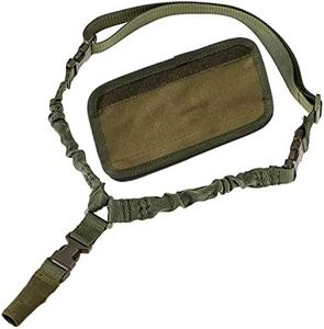 Fuwok Adjustable One Point Tactical Sling Airsoft Rifle Gun Bungee Cord,Single Point Strap with Shoulder Pads DDC01 (Military green)