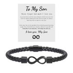 To My Man, Infinity Leather Bracelet Husband Gifts from WifeI Love You Forever and Always Bracelets Boyfriend Anniversary Birthday Christmas Fathers Gifts for Men Son Grandson, 8.46In, Stainless