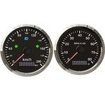 ELING Gauge Set 85mm Speedometer GPS 200km/h Speedo Gauge Tachometer 8000RPM with Red and Yellow Backlight 12V 24V for Auto Tractor Van Boat