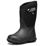 BOGS Unisex-Child York Boys and Girls Waterproof Insulated Rubber and Neoprene Winter Rain Boot, Solid Black, 4 Big Kid
