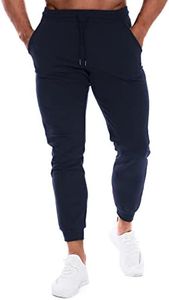 HOOD CREW Men’s Joggers Slim Fit Sweatpants Casual Running Sports Trousers with Pockets Navy