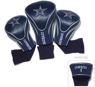 Team Golf NFL Dallas Cowboys Contour Golf Club Headcovers (3 Count) Numbered 1, 3, & X, Fits Oversized Drivers, Utility, Rescue & Fairway Clubs, Velour lined for Extra Club Protection